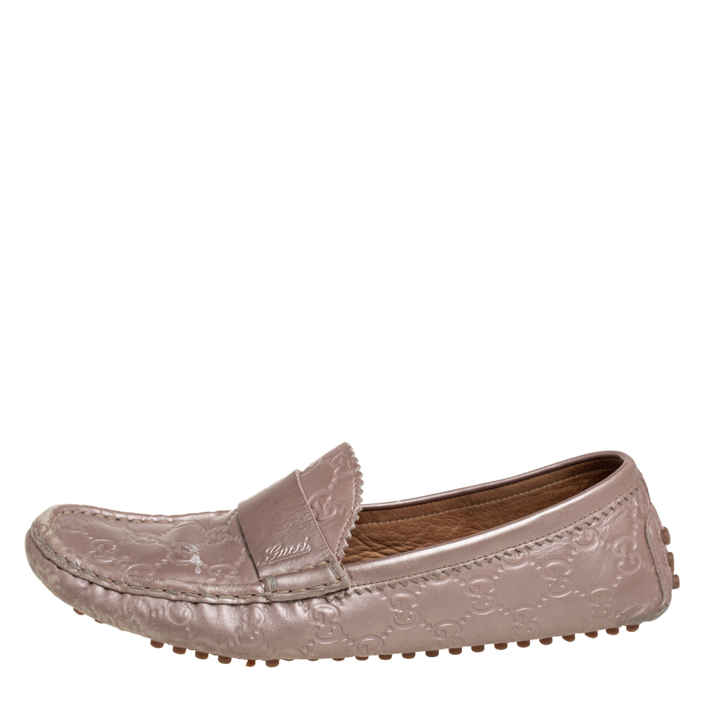 

Gucci Blush Pink Guccissima Leather Slip On Loafers Size