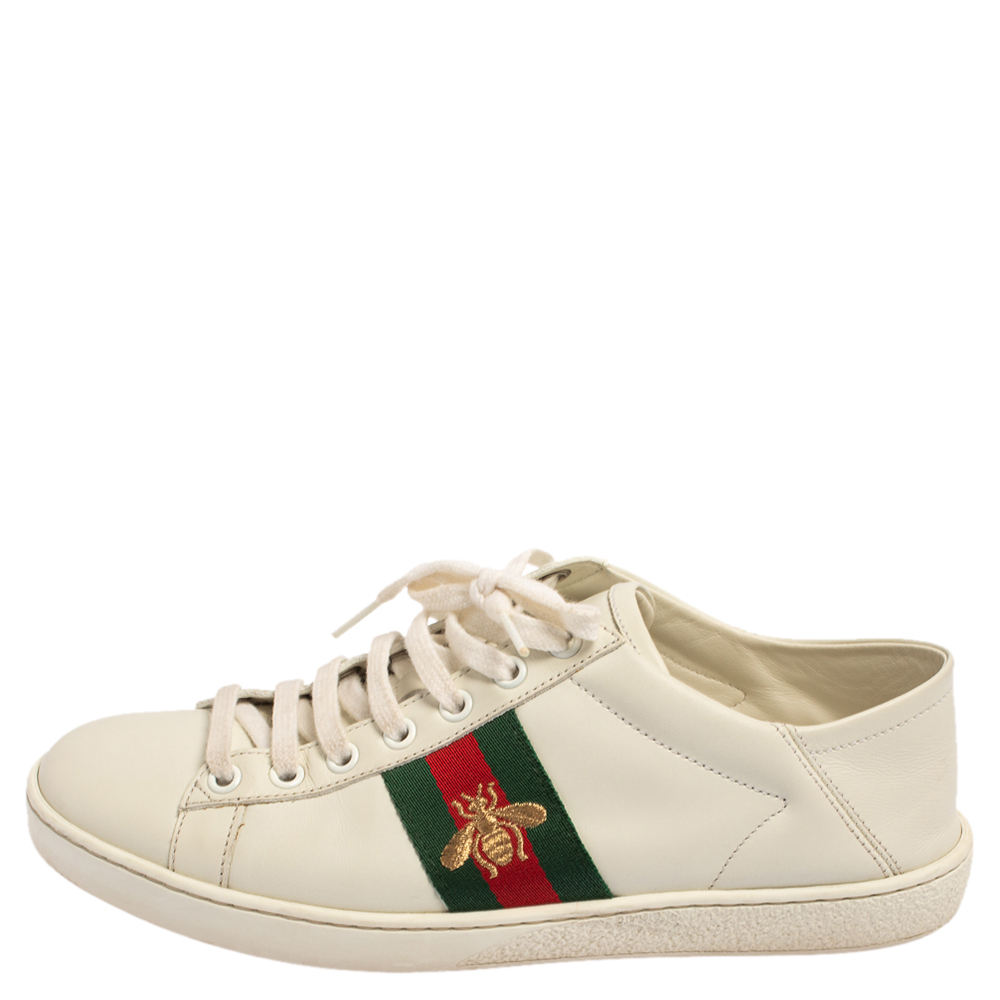 

Gucci White Leather Ace Low Top Sneakers Size