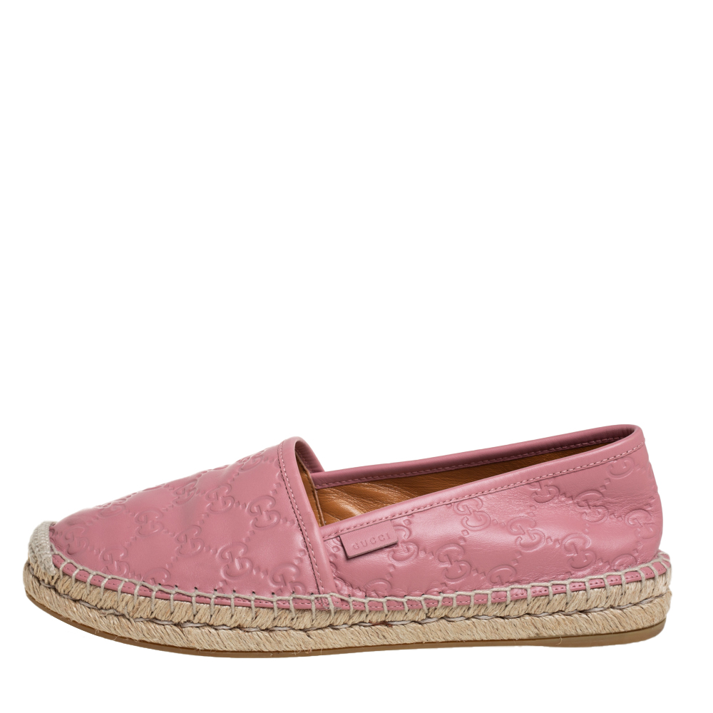 

Gucci Pink Guccissima Leather Espadrille Flats Size