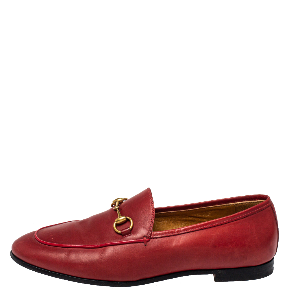 

Gucci Red Leather Horsebit Slip On Loafers Size