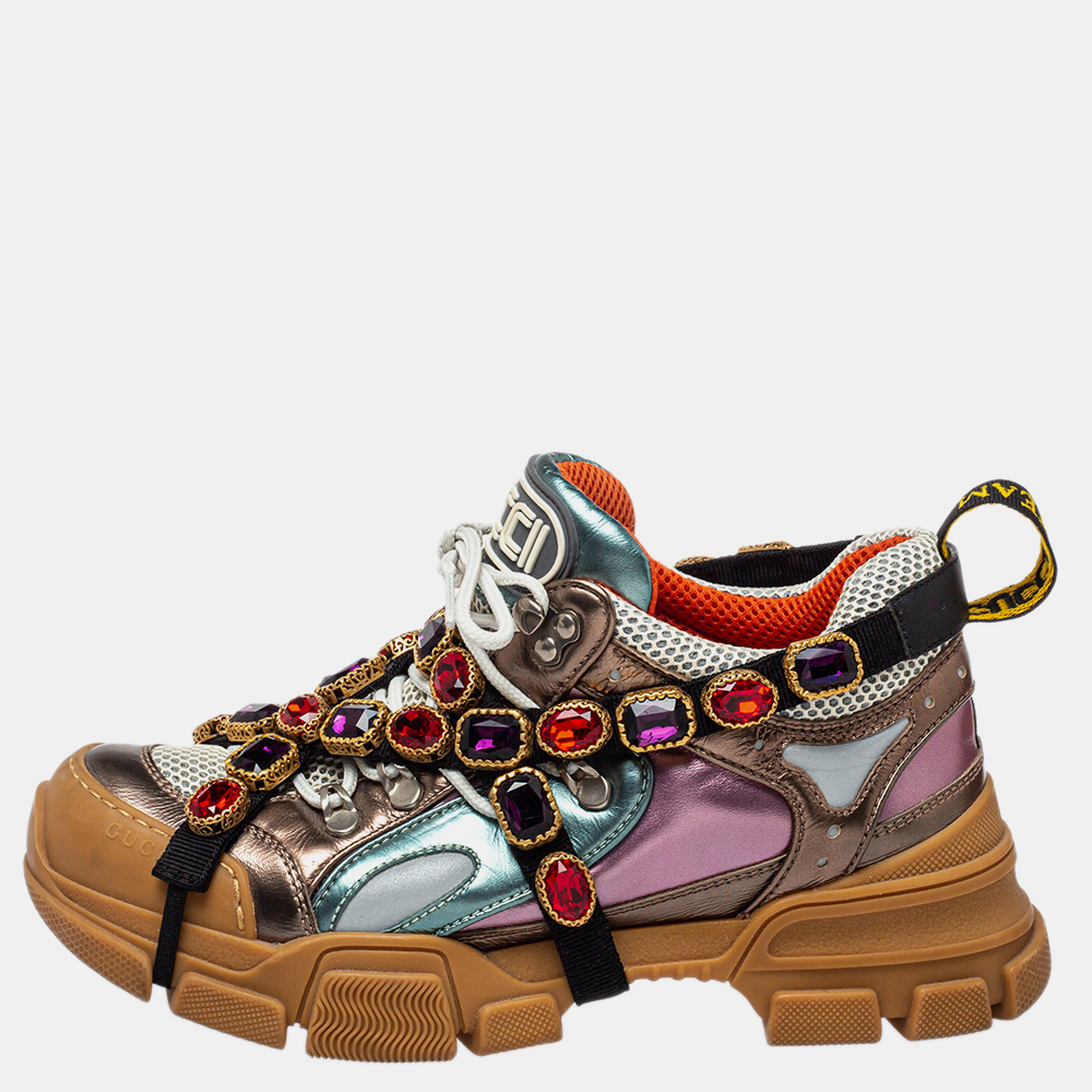 

Gucci Multicolor Leather And Mesh Flashtrek Sneakers Size