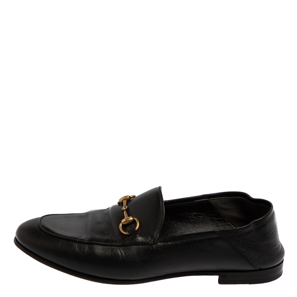 

Gucci Black Leather Brixton Horsebit Slip On Loafers Size