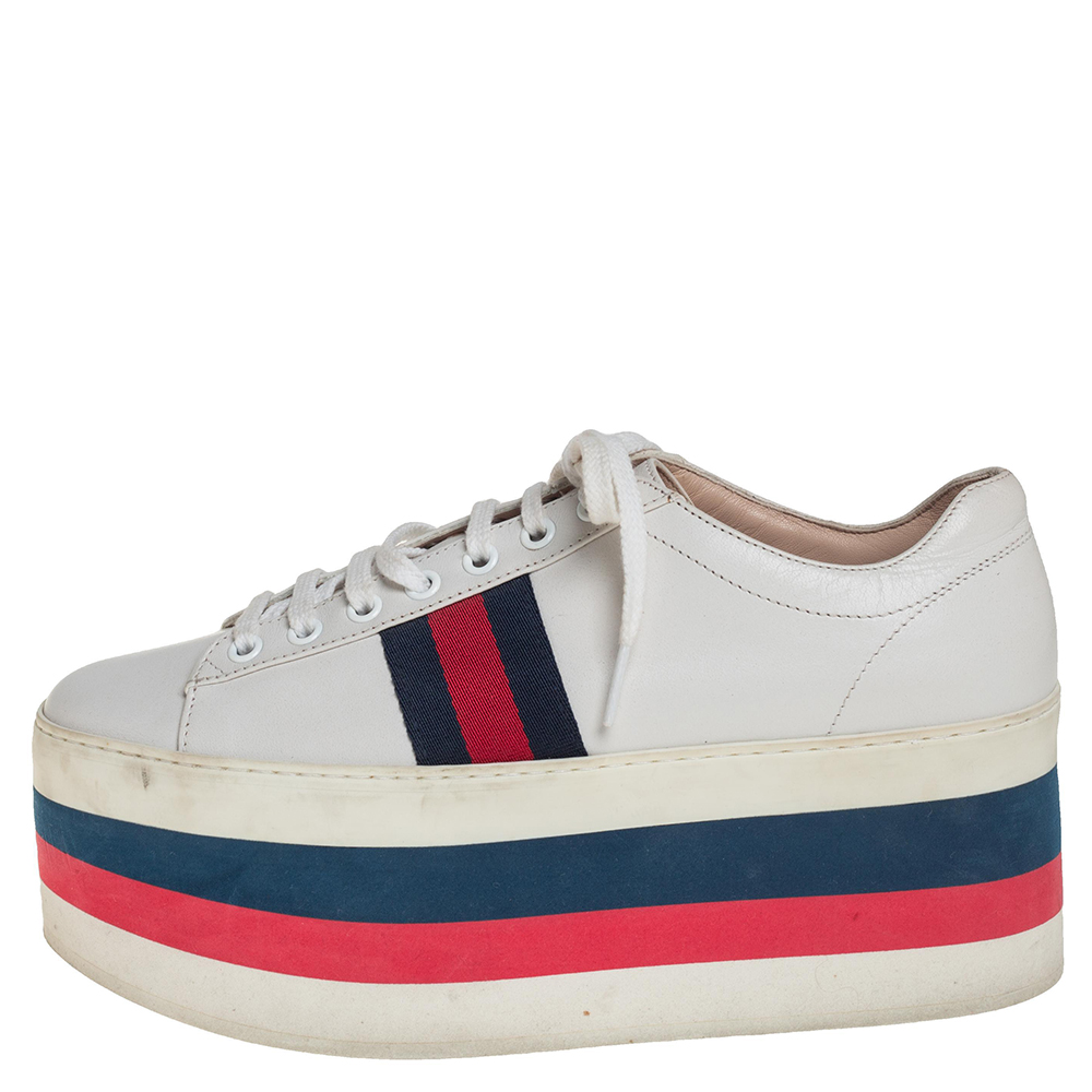 

Gucci White Leather Ace Platform Sneakers Size