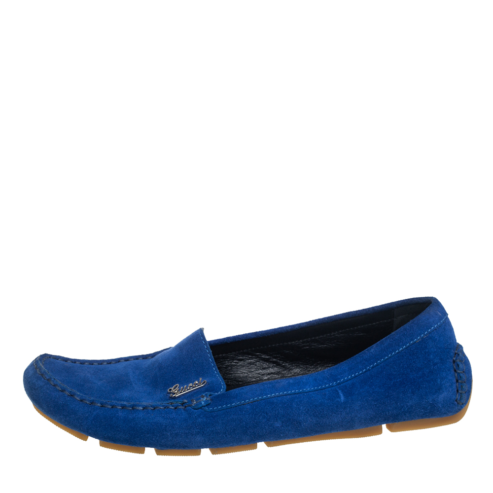 

Gucci Blue Suede Slip On Loafers Size