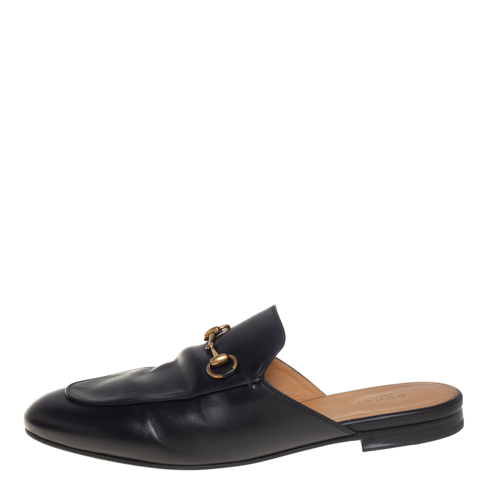 

Gucci Black Leather Horsebit Princetown Flat Mules Size