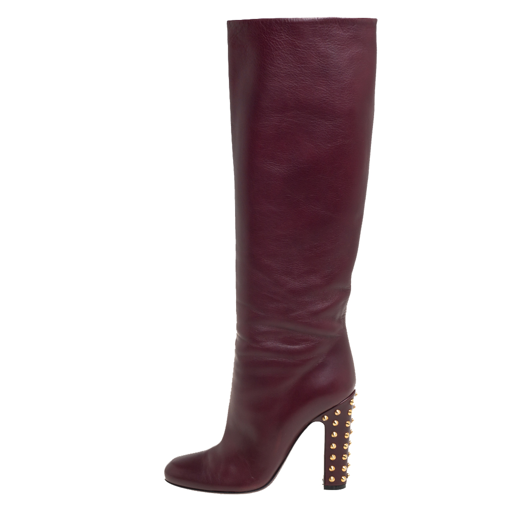 

Gucci Burgundy Leather Knee Length Boots Size