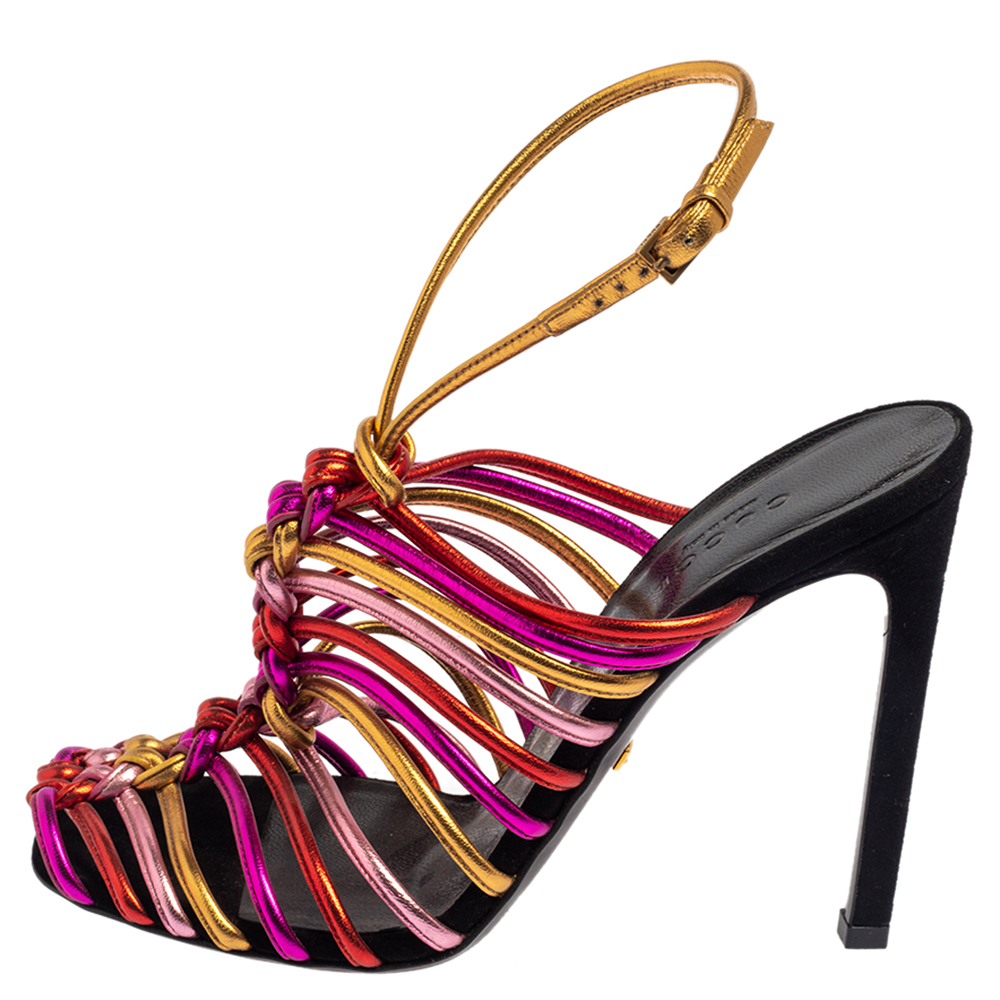 

Gucci Multicolor Leather Strappy Sandals Size