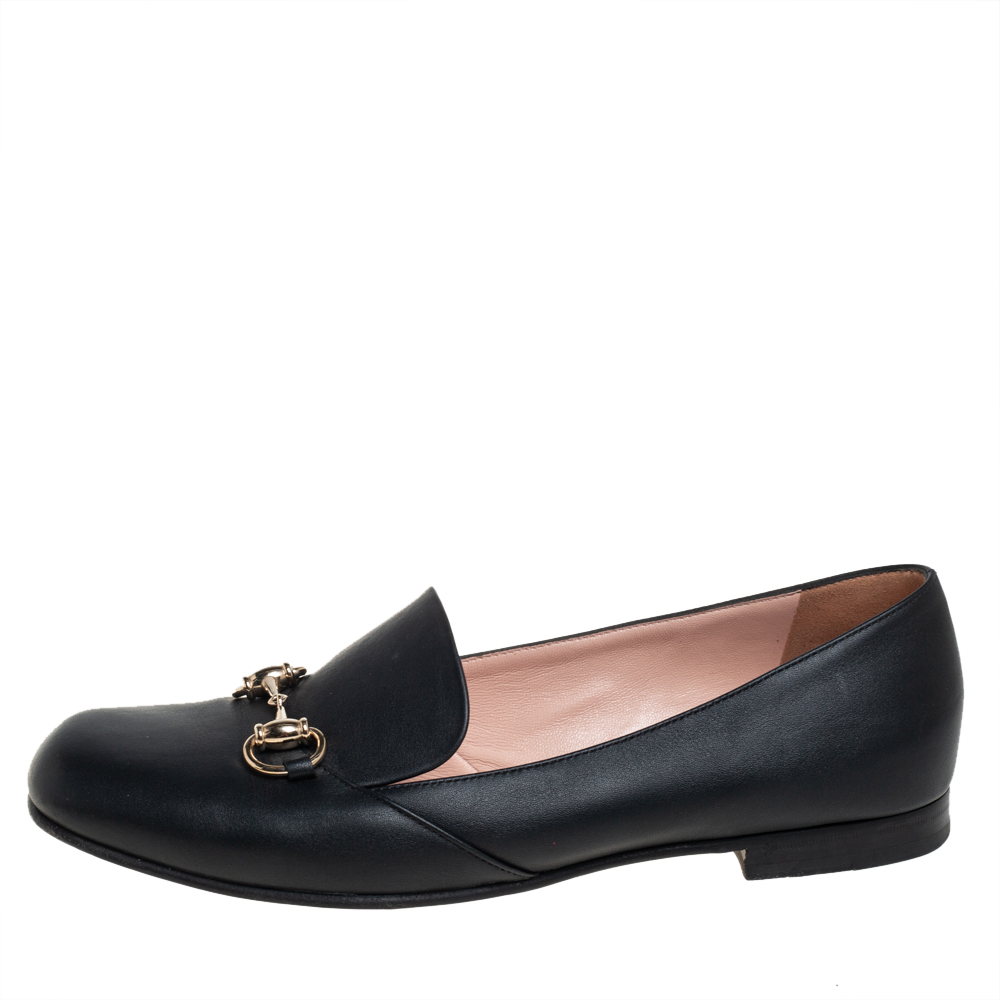 

Gucci Black Leather Horsebit Slip On Loafers Size