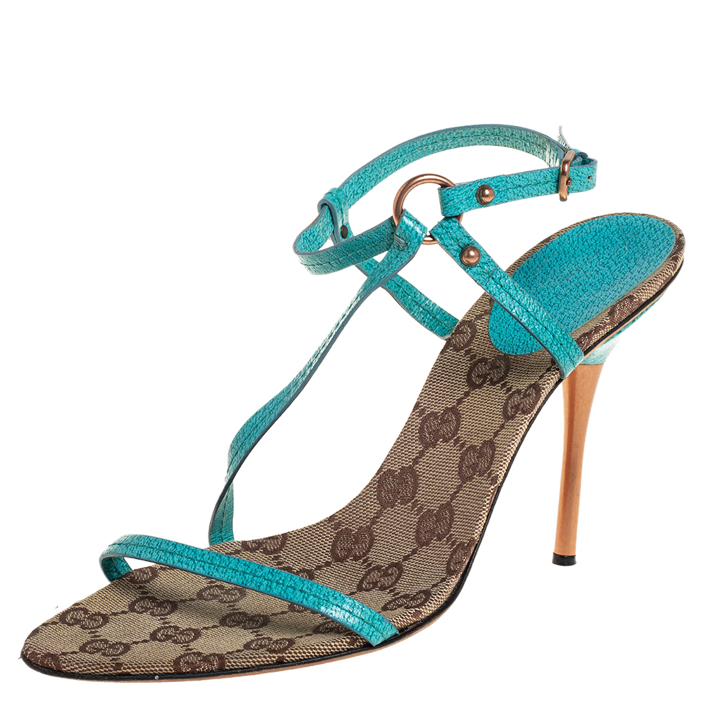 Click to view more detailed imagery on our partner's website Pre-owned Gucci Blue Leather Slingback Sandals Size 38