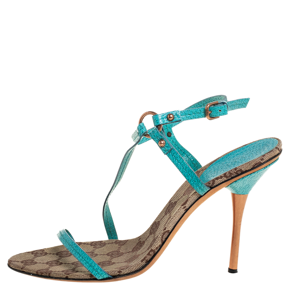 

Gucci Blue Leather Slingback Sandals Size