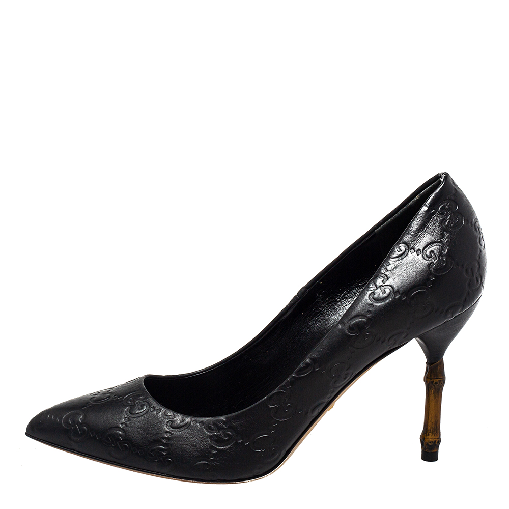 

Gucci Black Guccissima Leather Kristen Pumps Size