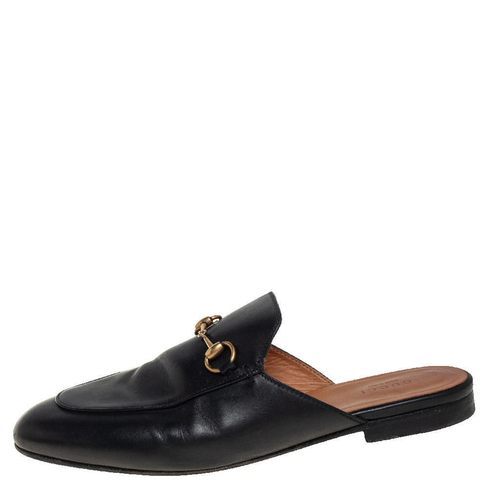 

Gucci Black Leather Princetown Mules Size