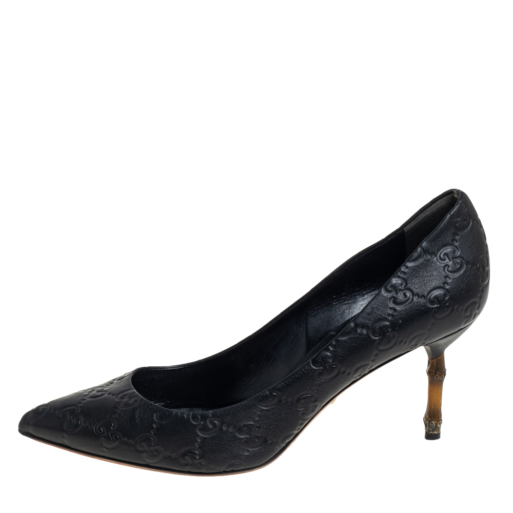 

Gucci Black Guccissima Slip On Kristen Pumps Size