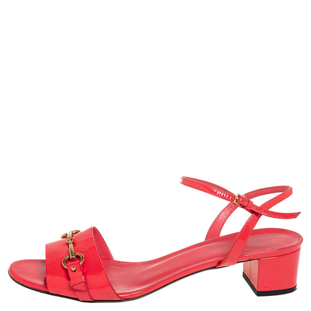 

Gucci Red Patent Leather Horsebit Sandals Size