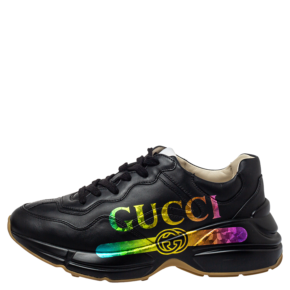 

Gucci Black Leather Rhyton Sneakers Size