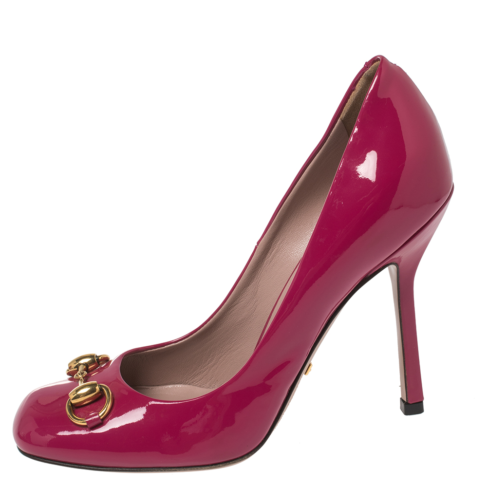 

Gucci Pink Patent Leather Horsebit Pumps Size