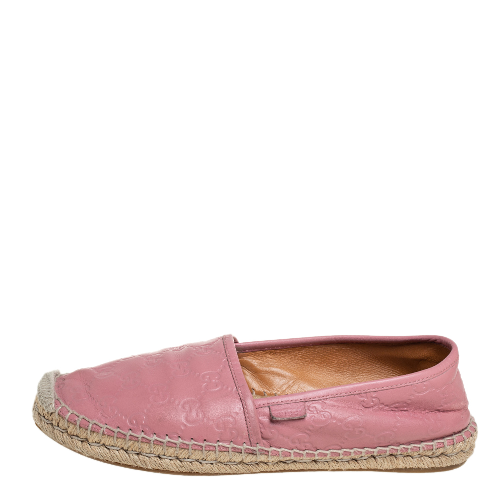 

Gucci Pink Guccissima Leather Espadrille Flats Size