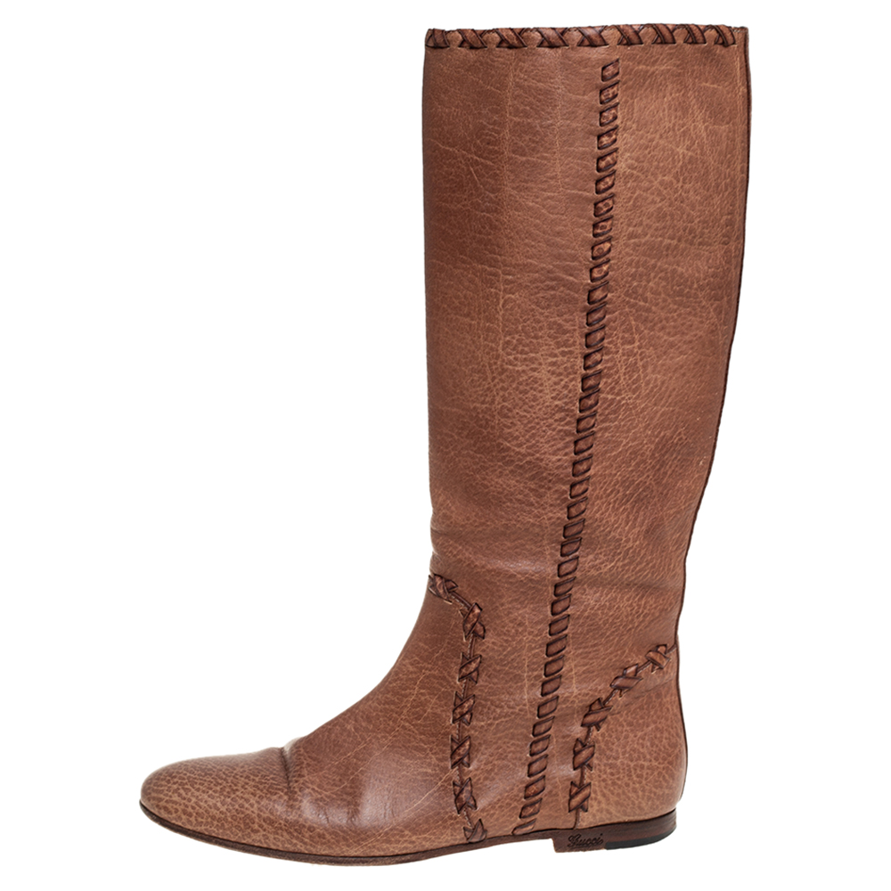 

Gucci Tan Leather 'Janis' Knee Boots Size