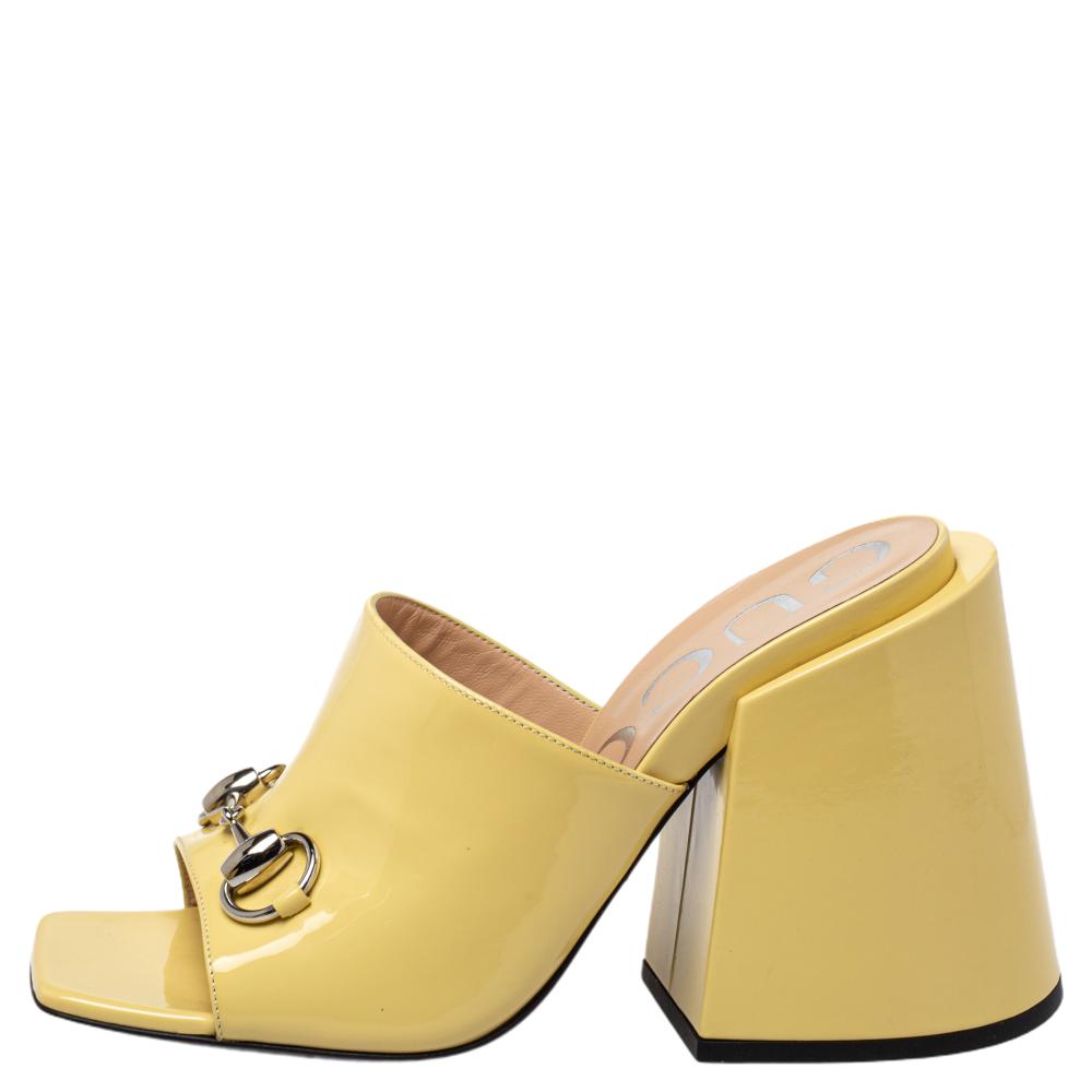 

Gucci Yellow Patent Leather Lexi Slide Sandals Size