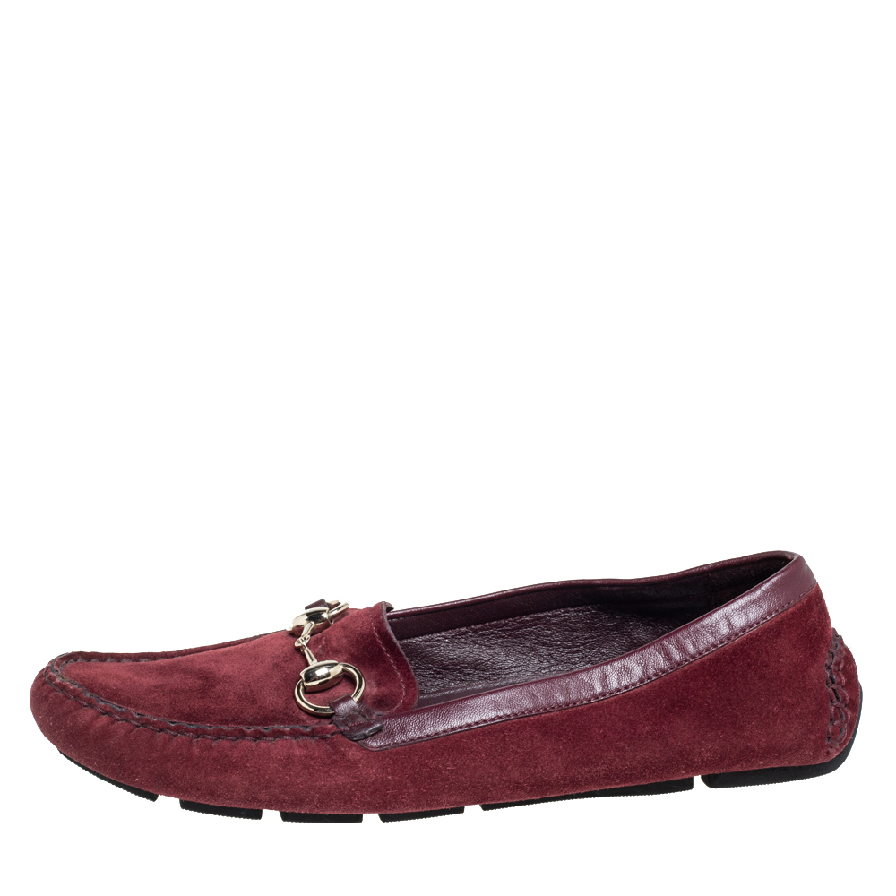 

Gucci Burgundy Suede Slip On Loafers Size