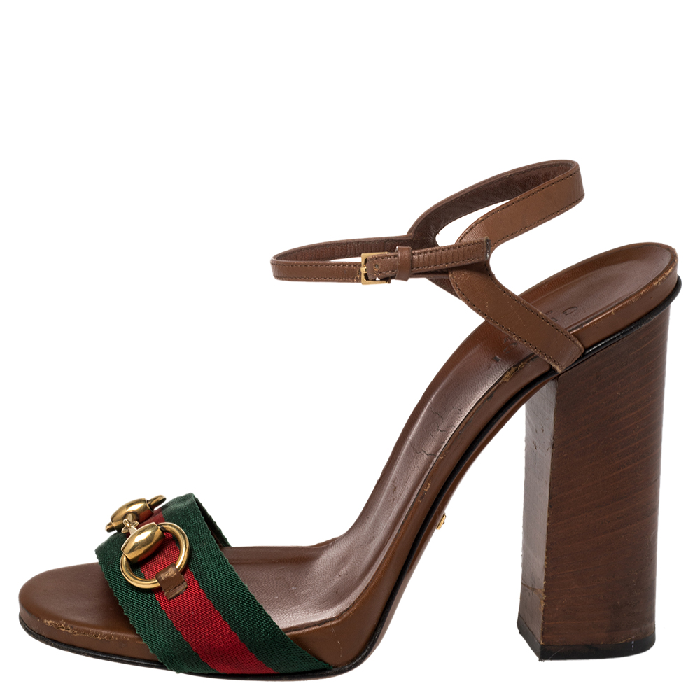

Gucci Brown Leather Horsebit Sandals Size