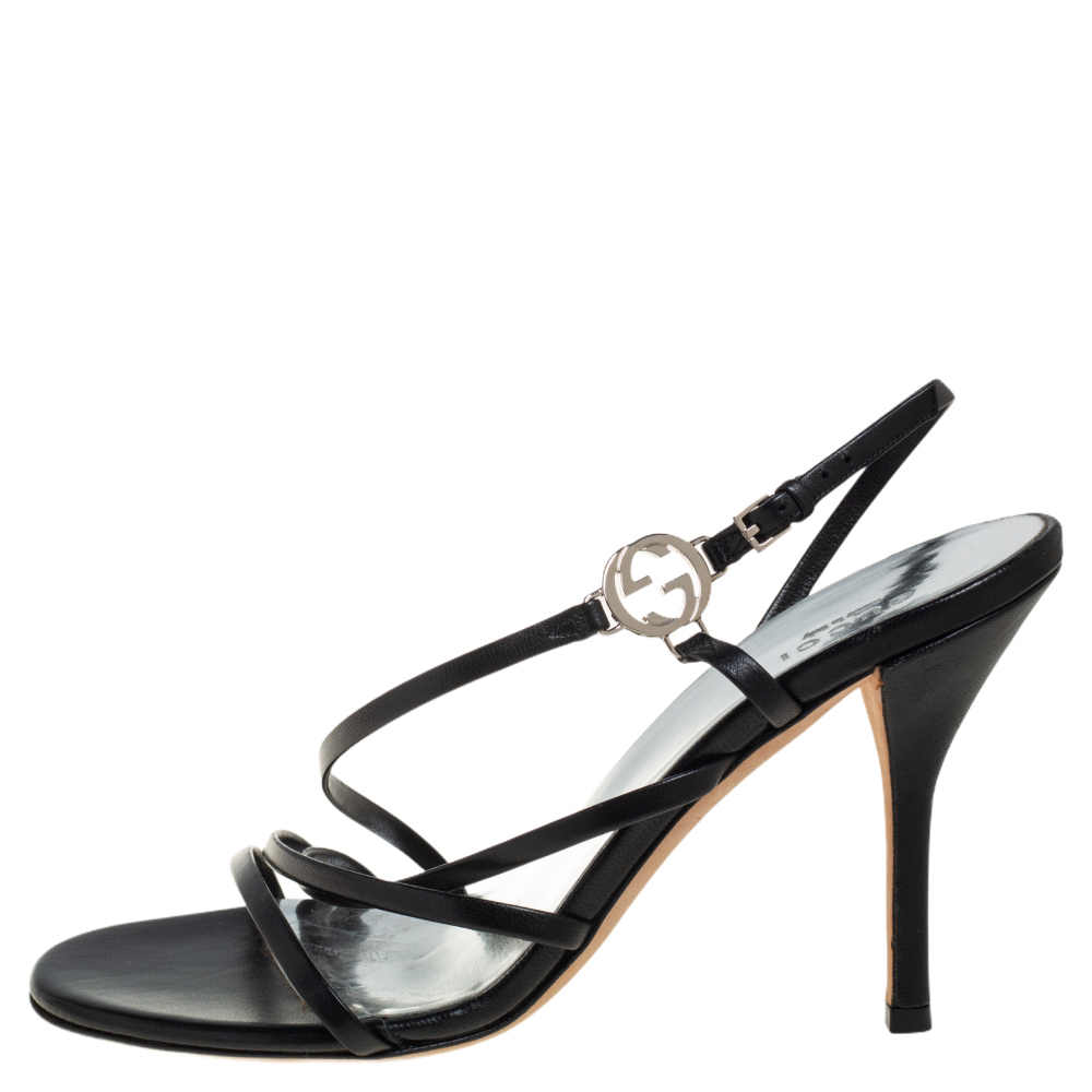 

Gucci Black Leather Open Toe Ankle Strap Sandals Size