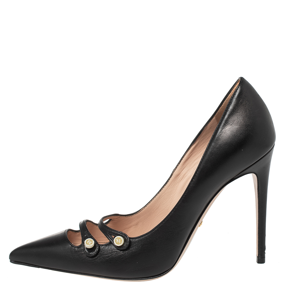 

Gucci Black Leather Aneta Pointed Toe Pumps Size