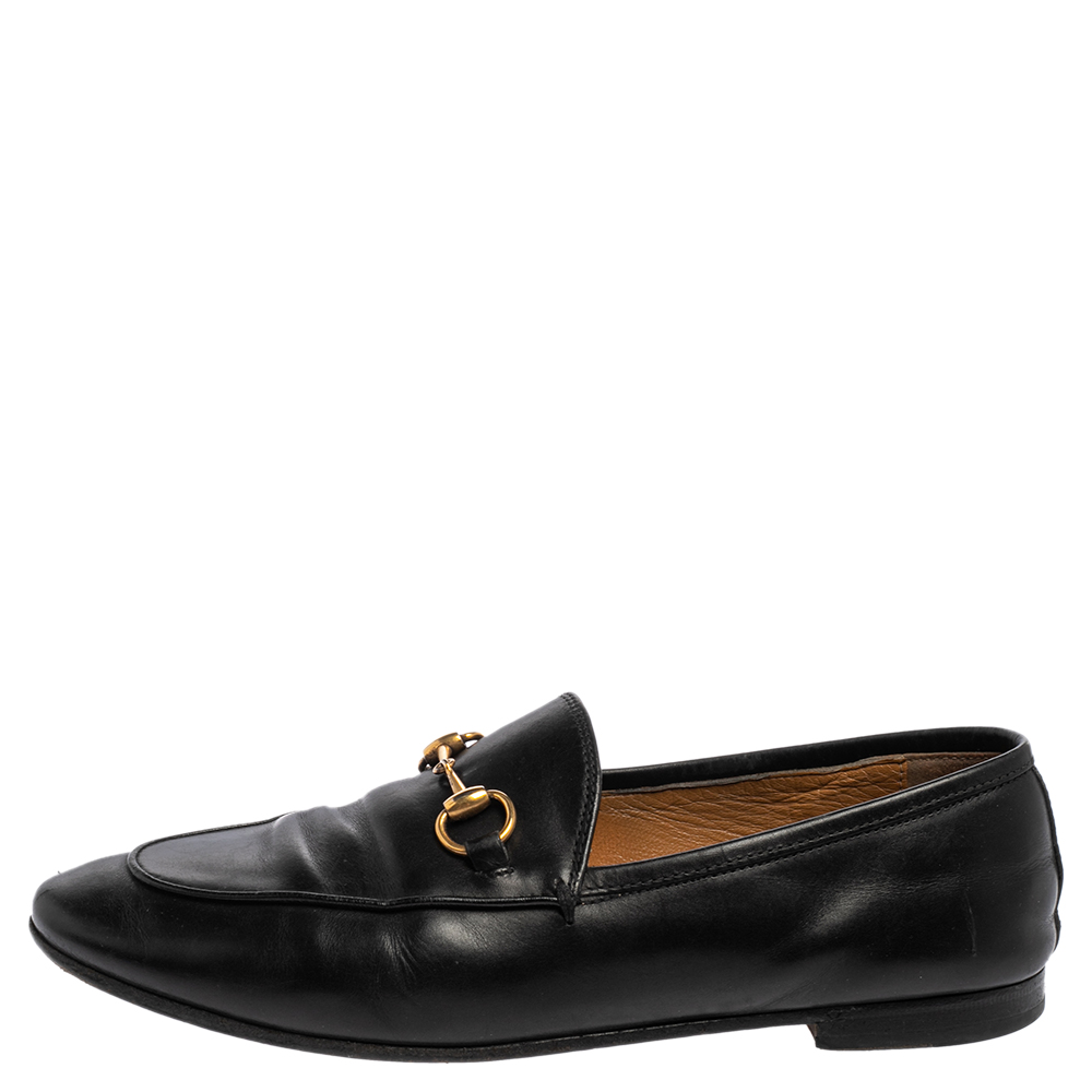 

Gucci Black Leather Jordaan Loafers Size