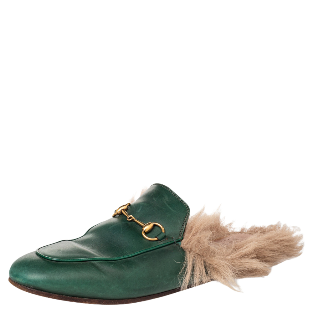 atoom Een centrale tool die een belangrijke rol speelt verjaardag Pre-owned Gucci Green Leather And Fur Princetown Mules Sandals Size 39 |  ModeSens