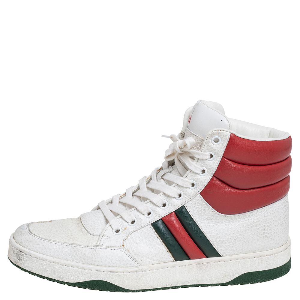 

Gucci Tri Color Leather Web Lace High-Top Sneakers Size, Multicolor