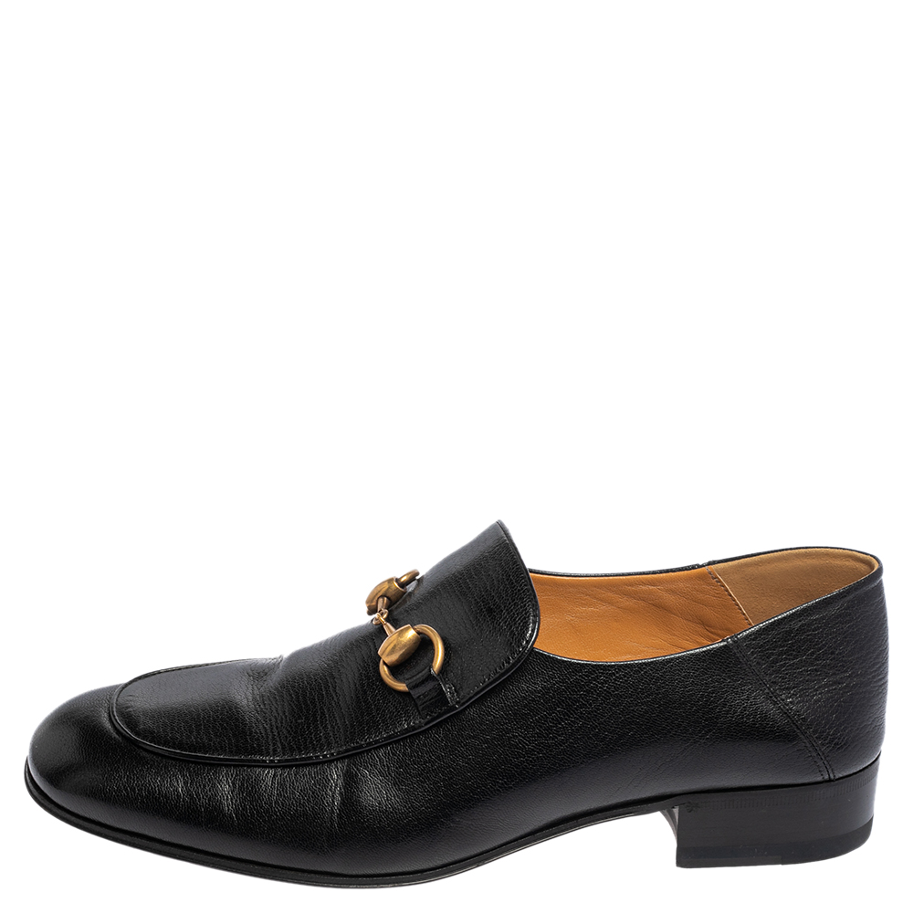 

Gucci Black Leather Horsebit Slip On Loafers Size
