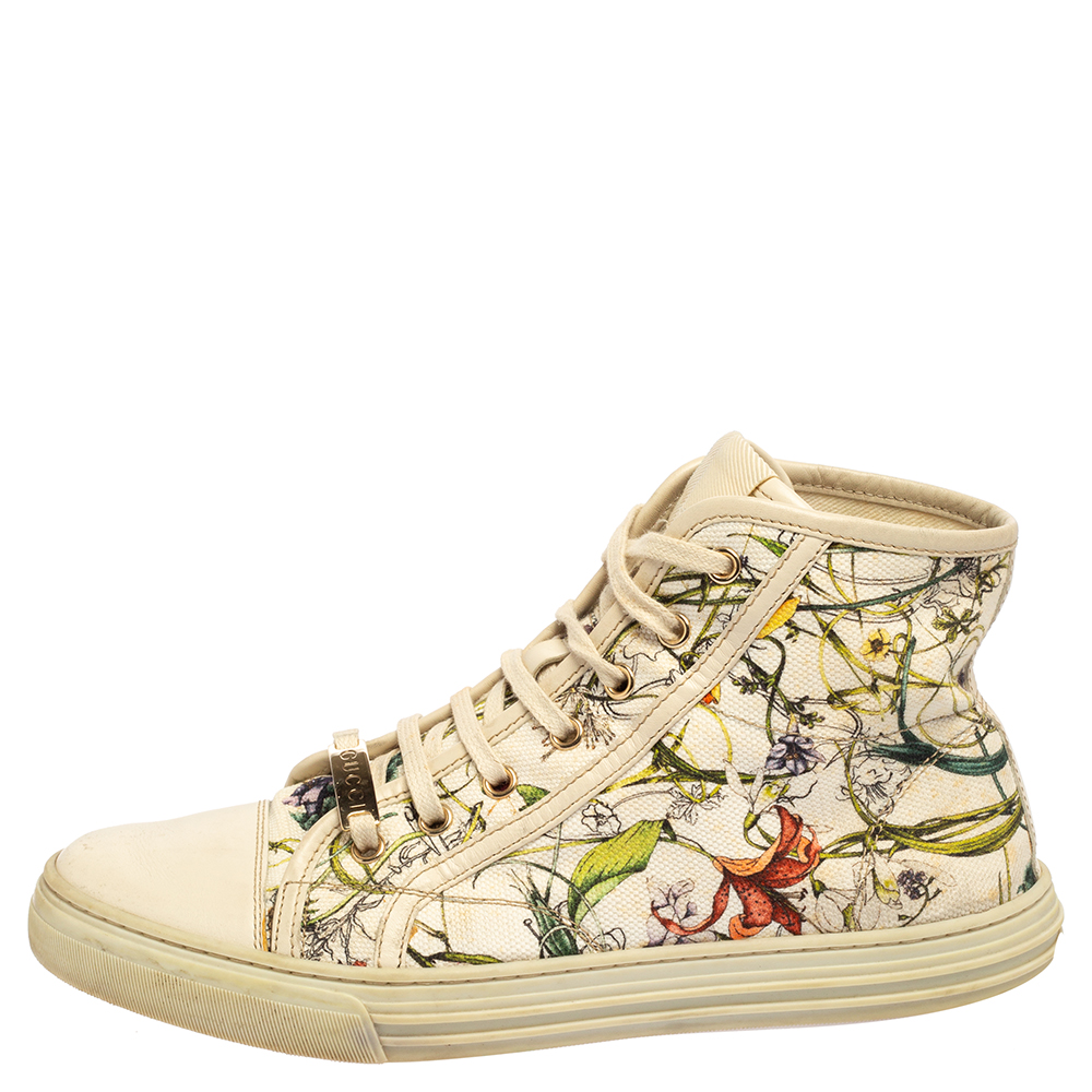 

Gucci Multicolor Floral Print Canvas High Top Sneakers Size