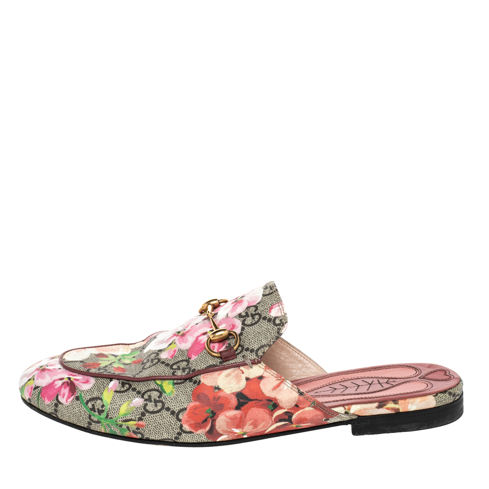 

Gucci Multicolor Blooms Canvas Princetown Mule Sandals Size