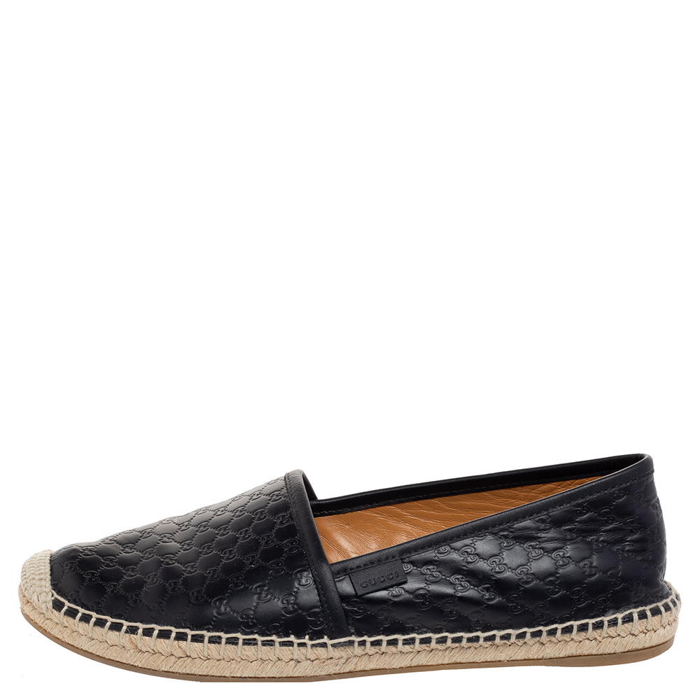 

Gucci Black Guccissima Leather Espadrilles Flats Size