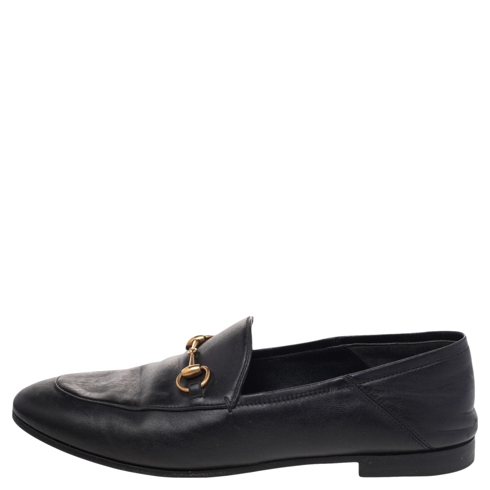 

Gucci Black Leather Jordaan Loafers Size