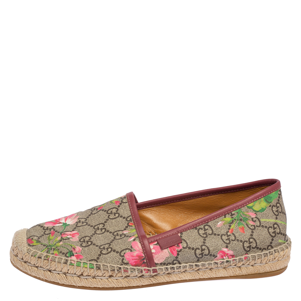

Gucci Multicolor GG Floral Coated Canvas Slip On Espadrille Flats Size