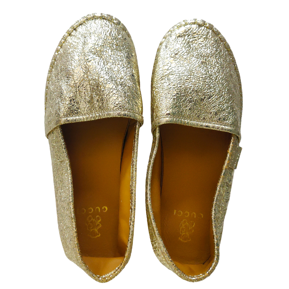 

Gucci Gold Leather Flat Espadrilles Size EU 33