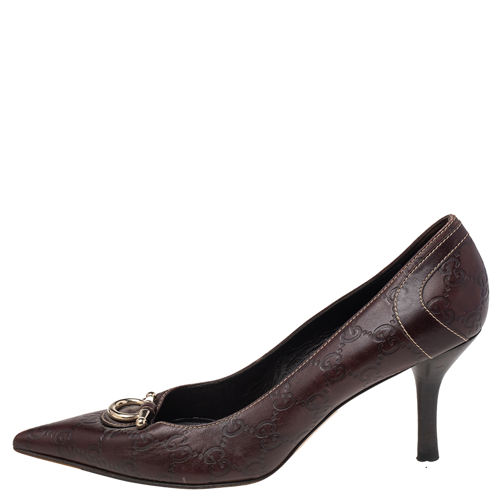 

Gucci Brown Guccissima Leather Pointed Toe Pumps Size