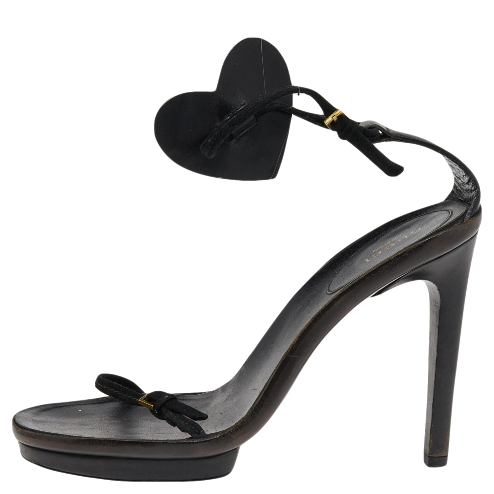 

Gucci Black Suede Ankle Strap Sandals Size