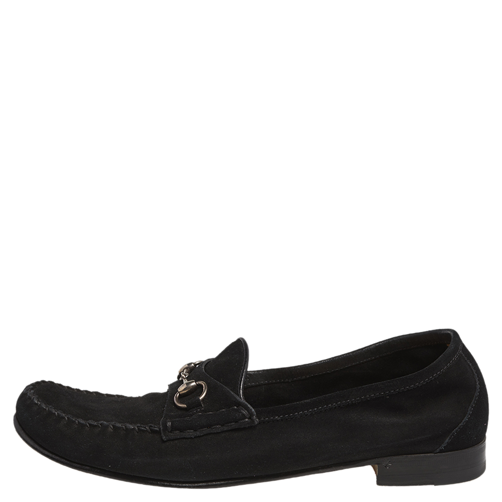 

Gucci Black Suede Horsebit Loafers Size