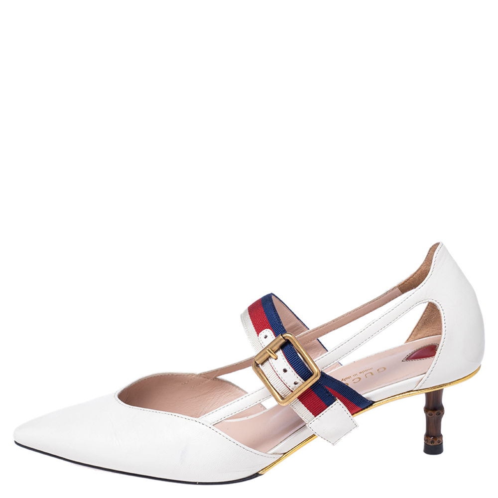 

Gucci White Leather Unia Pointed Toe Pumps Size