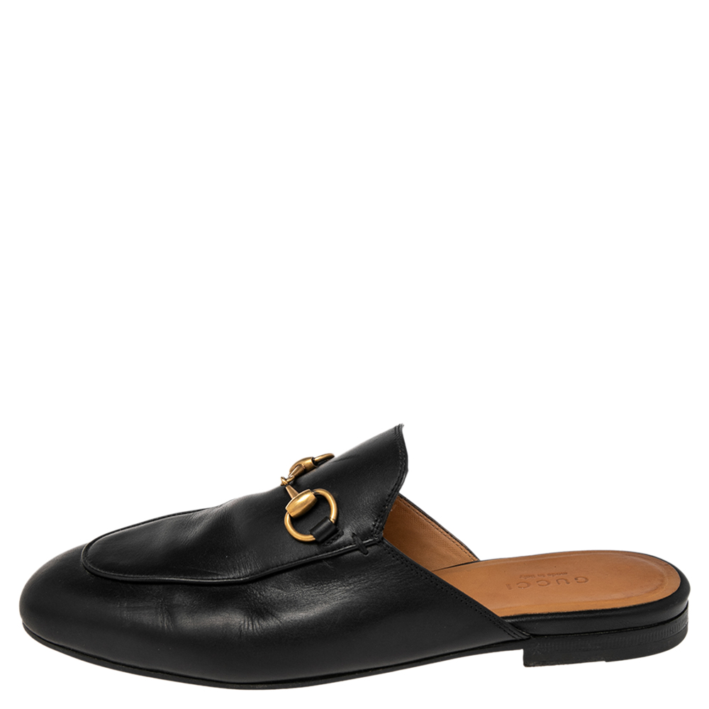 

Gucci Black Leather Princetown Sandals Size