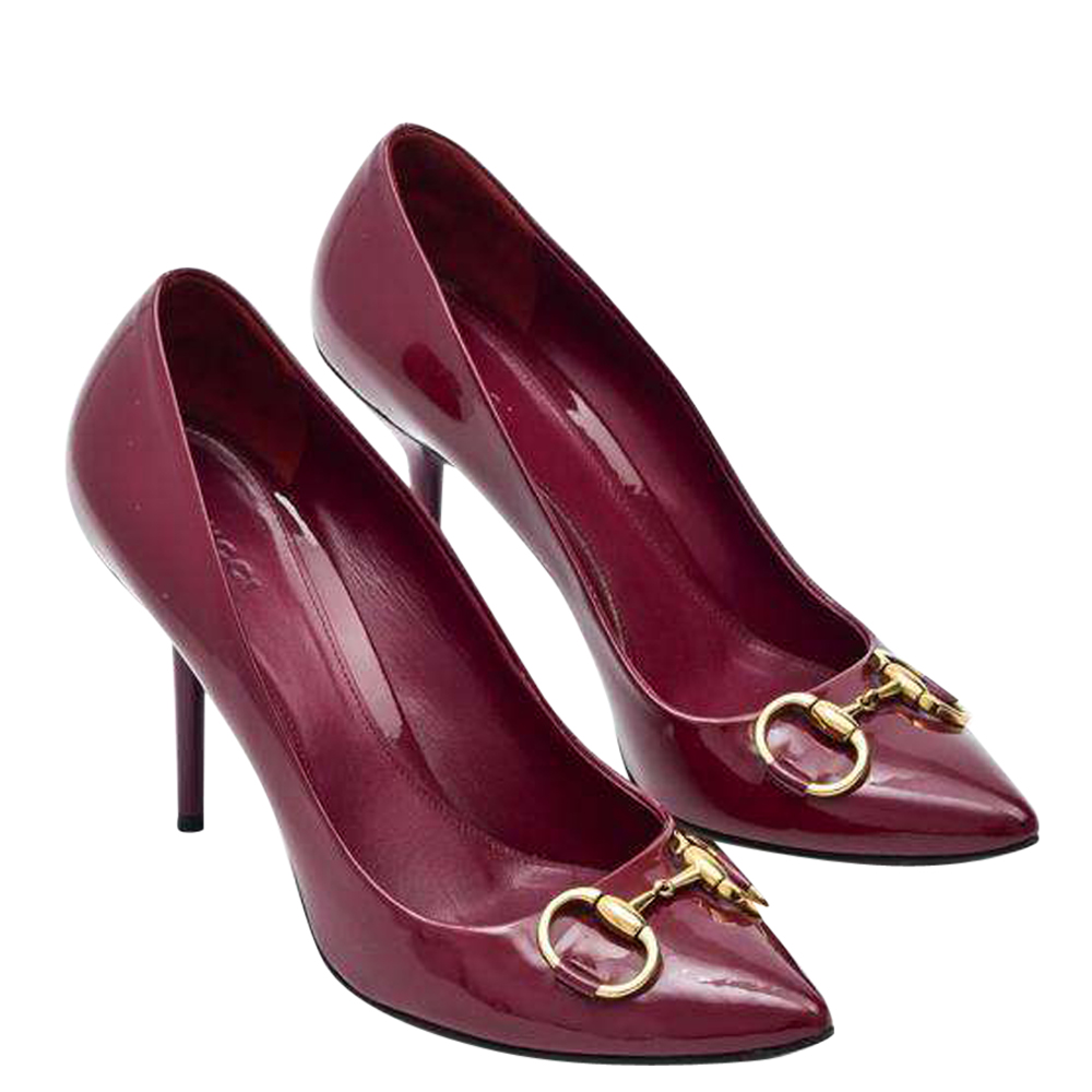 

Gucci Red Patent Leather Horsebit Pointed Toe Pumps Size EU