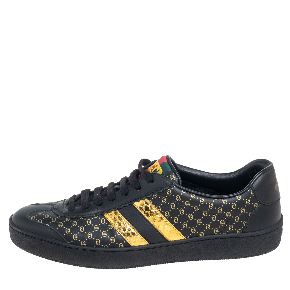 

Gucci Black/Gold Leather Web Dapper Dan Sneakers Size