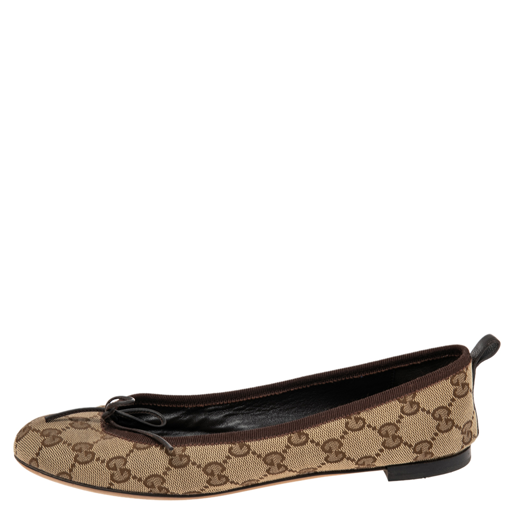 

Gucci Beige GG Canvas Ali Ballet Flats Size