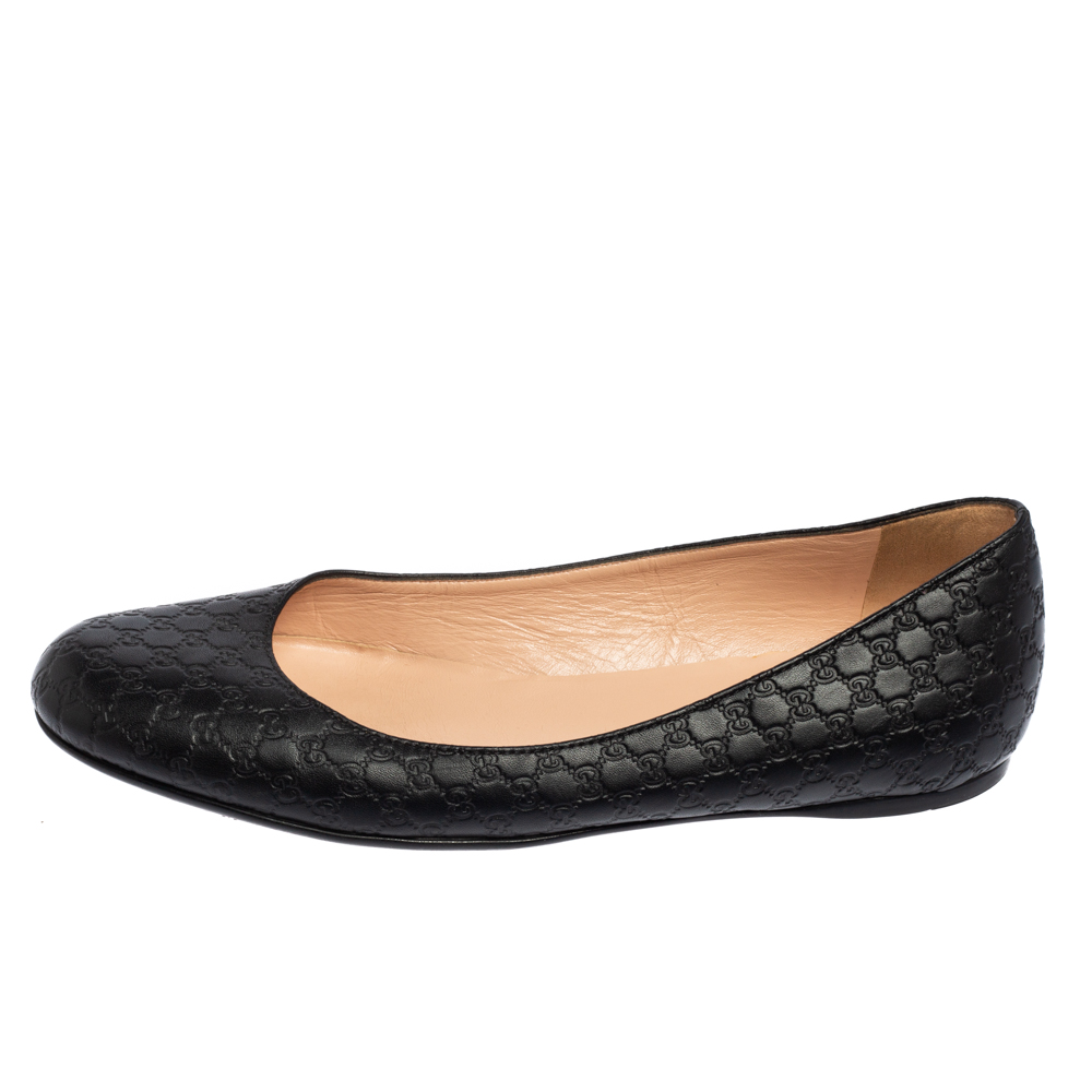 

Gucci Black Guccissima Leather Ballet Flats Size