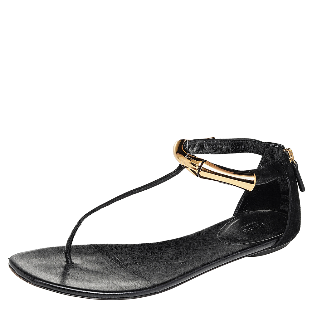 

Gucci Black Suede Thong Sandals Size