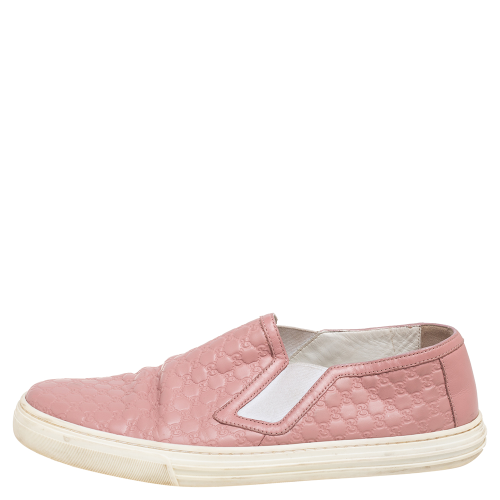 

Gucci Pink Microguccisima Leather Slip On Sneakers Size