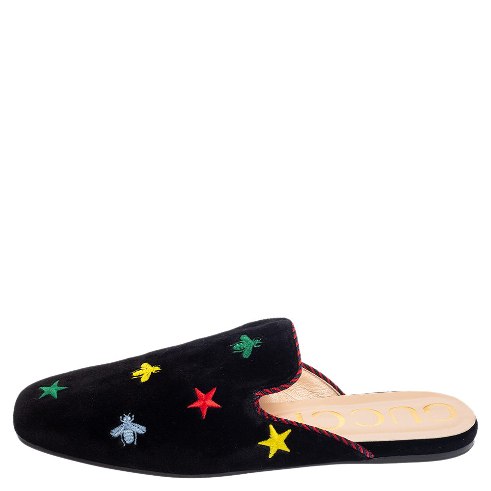 

Gucci Black Velvet Princetown Mules Size