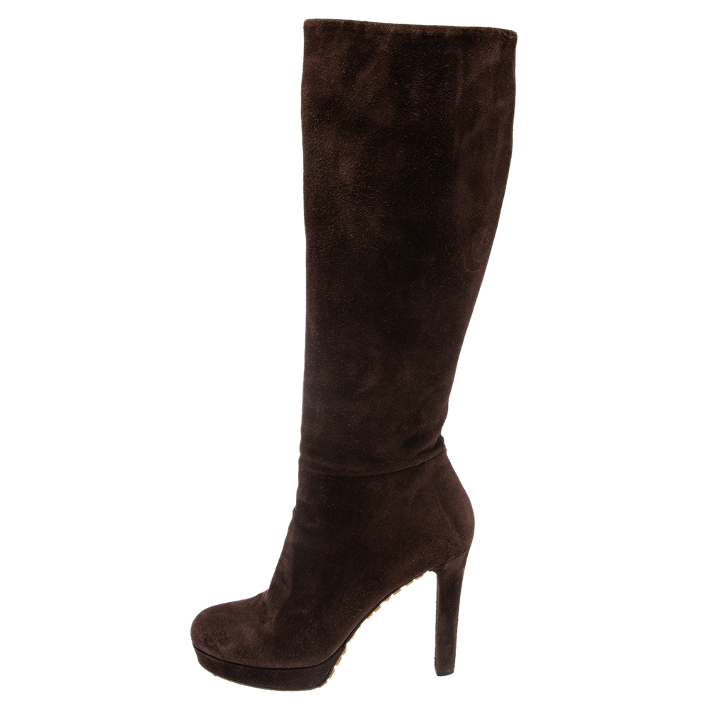 

Gucci Brown Suede Platform Knee High Boots Size